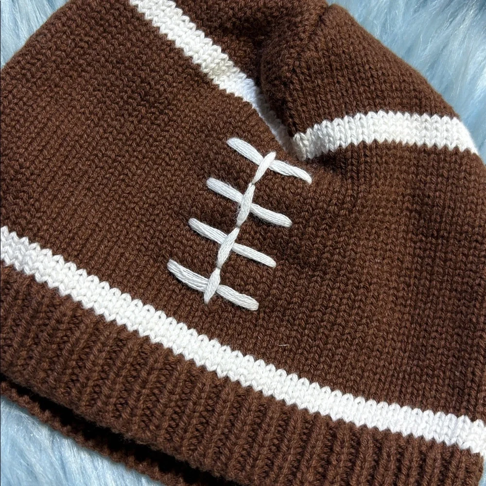 Mudpie Knit Football Beanie Sz 12-18M